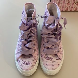 Love Shack Fancy Women's Purple X Superga Hightop Sneaker, size 7